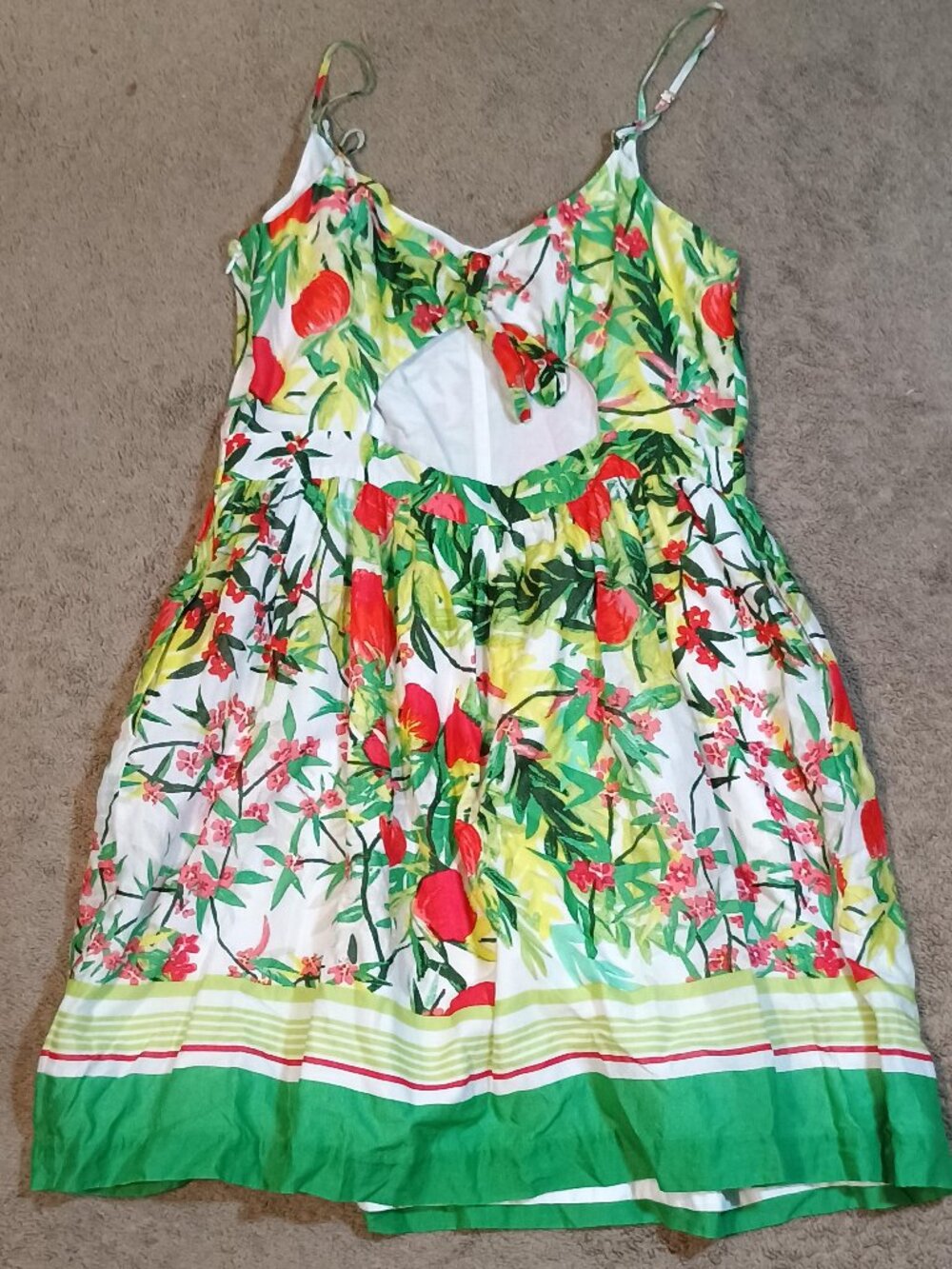 Crown & Ivy/Cami Dress/Womens 12/Green Pink Botanical Fit Flare Cottagecore Chic